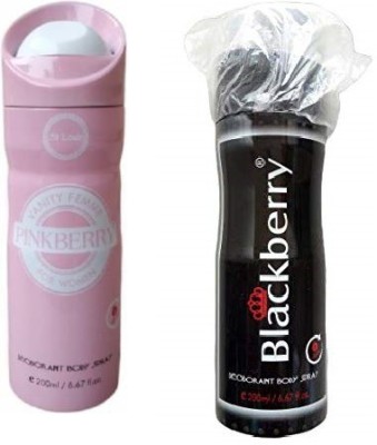 St. Louis PINKBERRY & BLACKBERRY Deodorant Body Spray  -  For Men & Women(400 ml, Pack of 2)