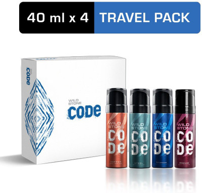 Wild Stone CODE Gift Pack (Iridium, Titanium, Steel & Copper) Perfume Body Spray  -  For Men(160 ml, Pack of 4)