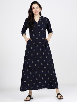 Vishudh Women Ethnic Dress Dark Blue Dress