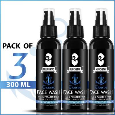 MUUCHSTAC Ocean  with Liquorice &amp; Chamomile Extracts ( Pack of 3 ) Face Wash  (300 ml)