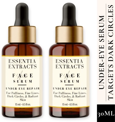 ESSENTIA EXTRACTS Combo of 2 Under-Eye Recovery Serum for Dark circles, Puffiness & Wrinkles, 15ml | Light Weight Absorbs Quickly Naturally Moisturising Formula , No Parabens & Sulphates, No Animal Testing | 30ML (15ML+15ML)(30 ml)