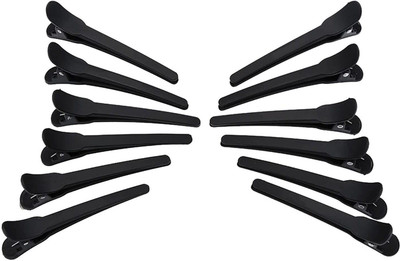 QAKVI Hair Partition clip, Cutting for Parlor, Saloon and Home Use for Women and Girls, hair section clip (Pack of 12) Hair Pin(Black)