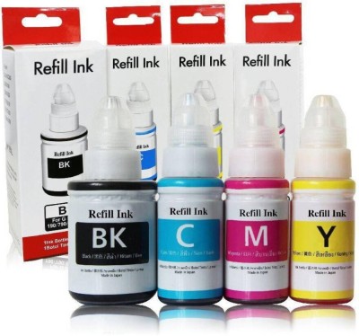 Teqbot Refill Ink Canon GI790 G1000 G2000 G2010 G3000 G4000 70ml X 3 - Yellow, Cyan, Magenta, & 135ml Black Black + Tri Color Combo Pack Ink Bottle