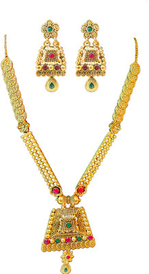 Sheetal Metal, Stone Gold-plated Gold, Red, Green Jewellery Set(Pack of 1)