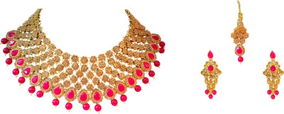 Sheetal Metal, Stone Gold-plated Gold, Red Jewellery Set(Pack of 1)