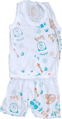 baby Sikha Baby Girls Casual Top Shorts(White)