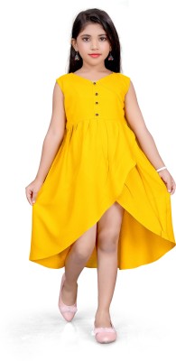 Vaishnavi International Baby Girls Below Knee Casual Dress(Yellow, Sleeveless)