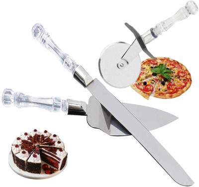 Kiwilon Server Set and Pizza Cutter with Elegant Handle Kitchen Tool Set(Silver, Knife)