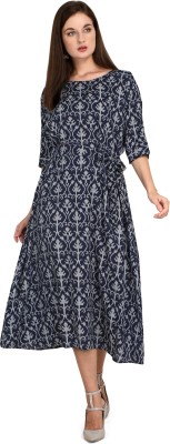 MISHRI COLLECTION Women Printed Flared Kurta(Blue)