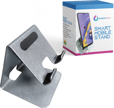 Rainbow Dots Sparkling Silver Cell Phone Stand, Phone Dock: Cradle, Holder, Stand for Office Desk Online class Mobile Holder
