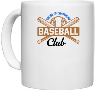 UDNAG White Ceramic Coffee / Tea 'Baseball | House' Perfect for Gifting [330ml] Ceramic Coffee Mug(330 ml)