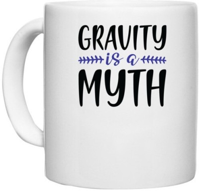 UDNAG White Ceramic Coffee / Tea 'Climbing | Gravity' Perfect for Gifting [330ml] Ceramic Coffee Mug(330 ml)