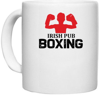 UDNAG White Ceramic Coffee / Tea 'Boxing | Irish' Perfect for Gifting [330ml] Ceramic Coffee Mug(330 ml)