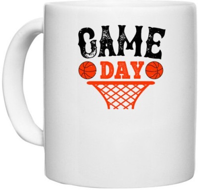 UDNAG White Ceramic Coffee / Tea 'Basketball | Game day 2' Perfect for Gifting [330ml] Ceramic Coffee Mug(330 ml)
