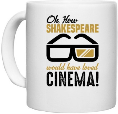 UDNAG White Ceramic Coffee / Tea 'Cinema | Oh how' Perfect for Gifting [330ml] Ceramic Coffee Mug(330 ml)