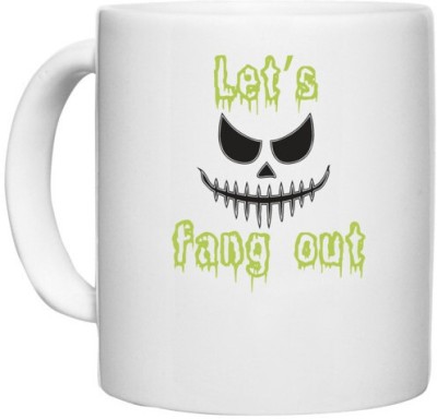 UDNAG White Ceramic Coffee / Tea 'Halloween | Let’s fang out copy' Perfect for Gifting [330ml] Ceramic Coffee Mug(330 ml)