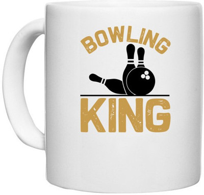 UDNAG White Ceramic Coffee / Tea 'Bowling | Bowling king' Perfect for Gifting [330ml] Ceramic Coffee Mug(330 ml)