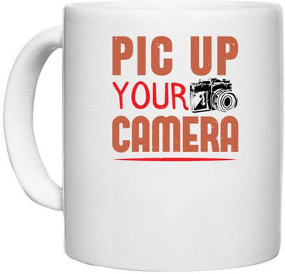 UDNAG White Ceramic Coffee / Tea 'Cameraman | PIC UP YOUR CAMERA' Perfect for Gifting [330ml] Ceramic Coffee Mug(330 ml)