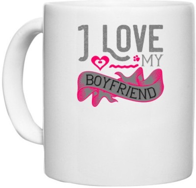 UDNAG White Ceramic Coffee / Tea 'Couple | i love my boy friend' Perfect for Gifting [330ml] Ceramic Coffee Mug(330 ml)