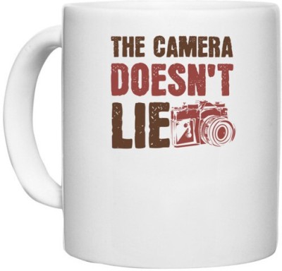 UDNAG White Ceramic Coffee / Tea 'Cameraman | THE CAMERA DOESN'T LIE' Perfect for Gifting [330ml] Ceramic Coffee Mug(330 ml)