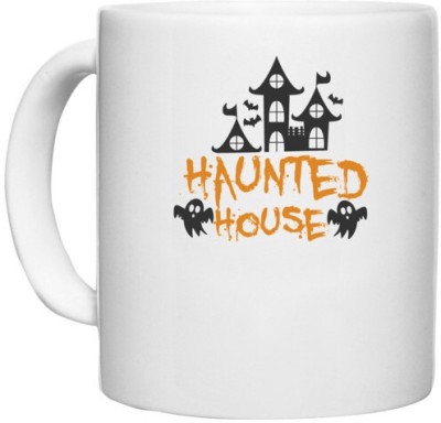 UDNAG White Ceramic Coffee / Tea 'Haunted | Haunted House copy' Perfect for Gifting [330ml] Ceramic Coffee Mug(330 ml)