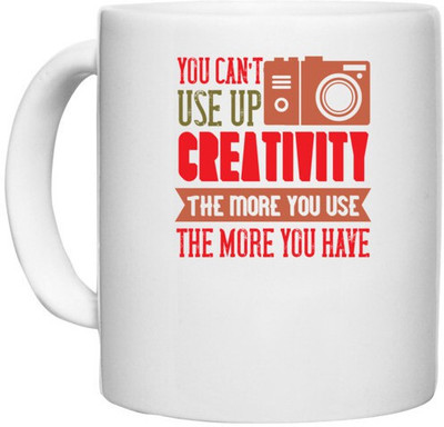 UDNAG White Ceramic Coffee / Tea 'Cameraman | YOU CAN’T use up creativity' Perfect for Gifting [330ml] Ceramic Coffee Mug(330 ml)