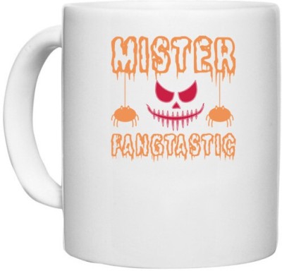 UDNAG White Ceramic Coffee / Tea 'Halloween | Mister Fangtastic copy' Perfect for Gifting [330ml] Ceramic Coffee Mug(330 ml)