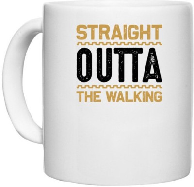 UDNAG White Ceramic Coffee / Tea 'Walking | Straight copy' Perfect for Gifting [330ml] Ceramic Coffee Mug(330 ml)