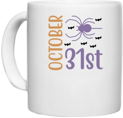 UDNAG White Ceramic Coffee / Tea 'Halloween | October 31st' Perfect for Gifting [330ml] Ceramic Coffee Mug(330 ml)