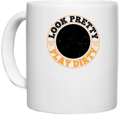 UDNAG White Ceramic Coffee / Tea 'Football | Look pretty. Play dirty' Perfect for Gifting [330ml] Ceramic Coffee Mug(330 ml)