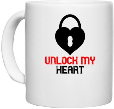 UDNAG White Ceramic Coffee / Tea 'Couple | unlock my heart' Perfect for Gifting [330ml] Ceramic Coffee Mug(330 ml)