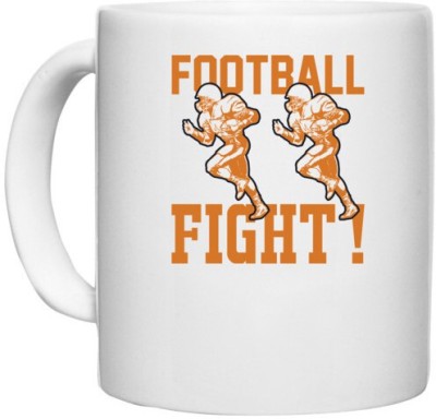 UDNAG White Ceramic Coffee / Tea 'Football | Football Fight' Perfect for Gifting [330ml] Ceramic Coffee Mug(330 ml)