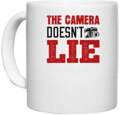 UDNAG White Ceramic Coffee / Tea 'Cameraman | THE CAMERA DOESN'T LIE 2' Perfect for Gifting [330ml] Ceramic Coffee Mug(330 ml)