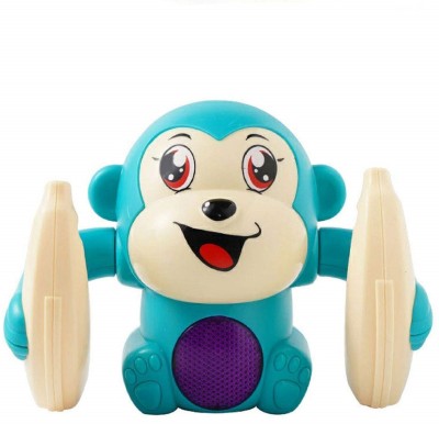 KTRS Dancing and Spinning Rolling Doll Tumbl Monkey Toy Voice Control Banana Monkey with Musical Toy with Light and Sound Effects and Sensor Mix Colors(Multicolor)