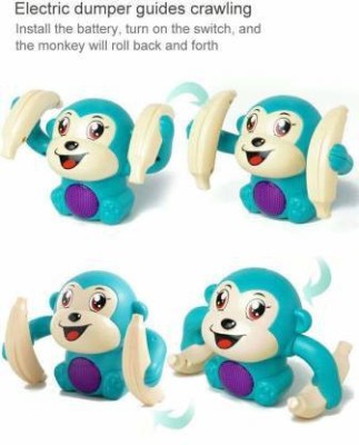 Haulsale Tumbling Rolling Monkey With Voice Sensor, Light, Music & Rotating Arms187(Multicolor)