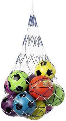 Dinetic FCN-234 Football Carry Net Football Net 12 Ball Net (White, Black ) Football Net(White, Black)