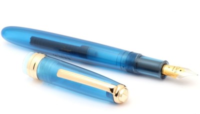 Ledos Click Falcon Full Demonstrator Fine Nib With Golden Trims Sky Blue Fountain Pen(Blue)