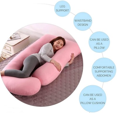 Get IT Polyester Fibre Solid Pregnancy Pillow Pack of 1(Baby Pink Premium)