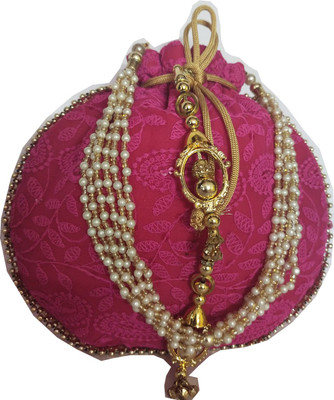 SATIJA Prasiddhi Party Festive Wedding Drawstring Georgette (Magenta) Potli