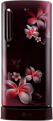 LG 190 L Direct Cool Single Door 5 Star Refrigerator with Base Drawer (Scarlet Plumeria, GL-D201ASPZ)