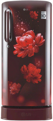 LG 190 L Direct Cool Single Door 3 Star Refrigerator with Base Drawer (Scarlet Charm, GL-D201ASCZ)