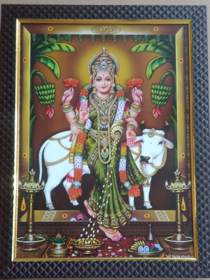 FRAMTASTIC GADAPA LAKSHMI DEVI WITH GAU MATA Religious Frame
