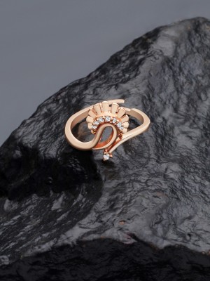 ZAVERI PEARLS Rose Gold Contemporary Ring Brass Cubic Zirconia Gold Plated Ring