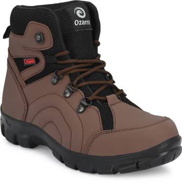 Ozarro Brown Genuine Leather Steel Toe Safety Shoe (S4422) Steel Toe Genuine Leather Safety Shoe