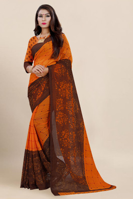 Vimalnath Synthetics Printed Bollywood Georgette Saree(Orange)