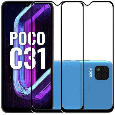 VIGHNAD Edge To Edge Tempered Glass for Poco C31(Pack of 2)