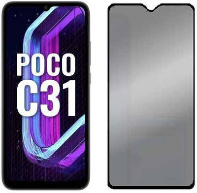 VIGHNAD Edge To Edge Tempered Glass for Poco C31 Privacy Glass(Pack of 1)