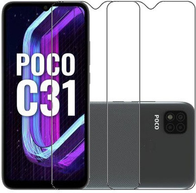 VIGHNAD Tempered Glass Guard for Poco C31(Pack of 2)