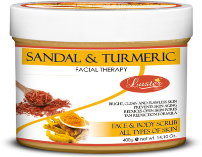 Luster Sandal & Turmeric Face & Body Cream Scrub, Cleanser & Exfoliating  Scrub(400 g)