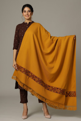 Ravaiyaa - Attitude Is Everything Wool Woven Women Shawl(Yellow)